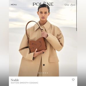 Polène nodde smooth leather cognac bag